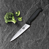 Fibrox 6 Inch Straight Edge Chef's Knife by Victorinox – 6", Stainless Steel, Black, Model 5.2003.15BK