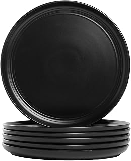 10 Strawberry Street Double Line 10.5" Dinner Plate, Set of 6, Matte Black