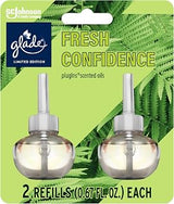 Glade PlugIns Refills Air Freshener, Fresh Confidence, Scented and Essential Oils for Home and Bathroom, 0.67 Fl Oz, 2 Count