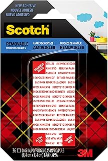 Scotch Removable Double-Sided Mounting Squares, 36 Squares per Pack