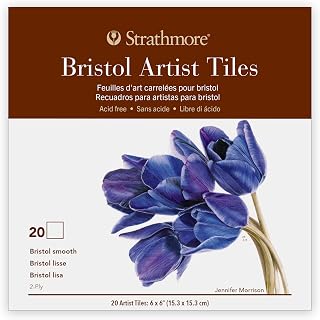 Strathmore 400 Series Artist Tiles Bristol Paper Pad, Smooth Finish (2-Ply), Glue Binding, 20 Sheet, 6x6 inch, 1 Count