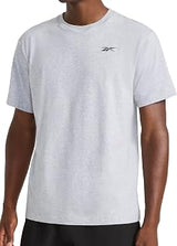 Reebok Men's Short Sleeve Crewneck Embroidered T-Shirt, Standard Fit, Lightweight Stretch Cotton Fabric