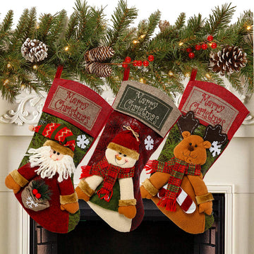 Sunnyglade Christmas Stocking Set, 18 Inch, 3 Pack