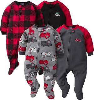 Gerber 4-Pack Baby & Toddler Boys Fire Trucks & Plaid Fleece Pajamas