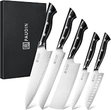 5 PCS Kitchen Knife Set,Ultra Sharp Chef Knife Set, Full Tang Handle | High Carbon Steel knives Set for Kitchen, Ergonomic G10 Handles,Dishwasher Safe