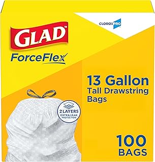 Glad ForceFlex Tall Kitchen Trash Bags, Clorox Pro, 13 Gallon, 100 Count