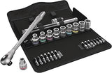 Wera 05004080001 8100 SC 10 Zyklop Imperial Metal Ratchet Set with Push-Through Square, 25 Piece, 1/2" Drive