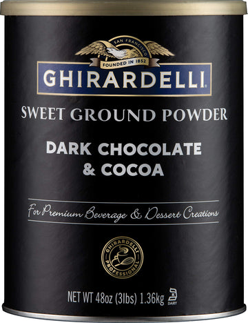 Dark Chocolate & Cocoa Sweet Ground Powder by Ghirardelli – 3 Pound (48 Ounce), Model CG-40975