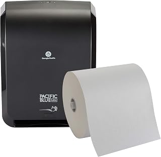 Pacific Blue Ultra 8" High-Capacity Automated Touchless Paper Towel Dispenser Starter Kit by GP PRO (Georgia-Pacific), Black Dispenser (59590) 1 White Towel Roll (26491)