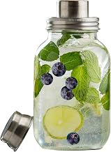 TableCraft MJS14 Cash & Carry Mason Jar Cocktail Shaker, 14 oz., Dishwasher Safe, 18/8 Stainless Steel top, Glass