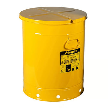 Justrite 09711 Steel Oily Waste Can, 21 gal., Yellow - Default Title