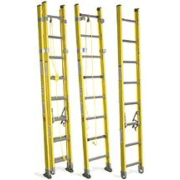 Bauer Ladders Fiberglass Extension Ladder, 375 lb. Capacity, Yellow - 16'