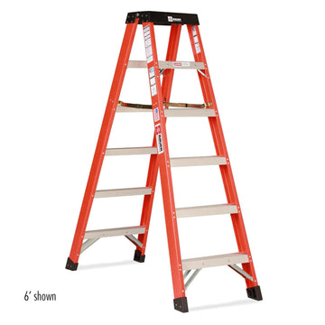 Bauer Ladders Fiberglass Step Ladder, 300 lb. Capacity, Orange - 4'