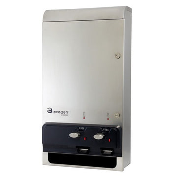 Hospeco Brands Group EV1SS Evogen Stainless Steel Dispenser, 14 Napkins 22 Tampons, Silver - No