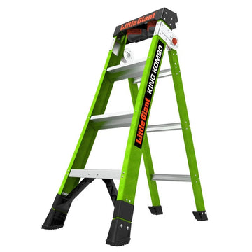 Little Giant Ladder Systems Fiberglass Ladder, 375 lb. Capacity, Green - 4'