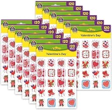 Teacher Created Resources TCR1258-12 Valentines Day Stickers, 120/Pack, 12 Packs