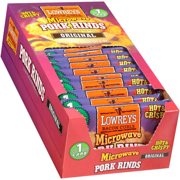 Lowreys Originial Bacon Curls - 18 count box by Oberto – 1.75 ounce, Pack of 2