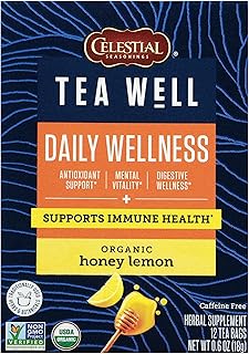 Celestial Seasonings TeaWell Herbal Tea, Daily Wellness, Organic Honey Lemon, 12 Count