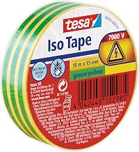 tesa 56192-00014-22 Insulation Tape, Green/Yellow, 10m x 15mm