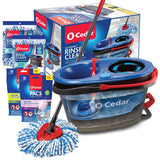 RinseClean Microfiber Spin Mop & Bucket Floor Cleaning System with 2 Extra Mop Head Replacements with Citrus and Lavender Pacs (Variety Pack) by O-Cedar – Model RinseClean + 2