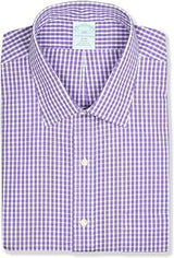 Brooks Brothers Mens Slim Fit All Cotton Outline Plaid Pocket Dress Shirt,