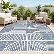 JONATHAN Y Geometric Lines Reversible Washable Indoor Outdoor Area Rug 4X6 Navy/Cream, Arielle Mid-Century Modern for Backyard, Patio, Porch, Easy-Cleaning, Pet-Friendly, Non-Shedding (SVH111A-4)