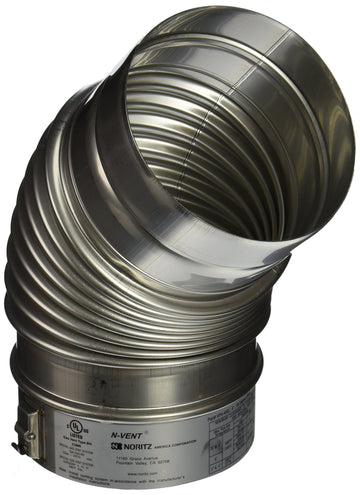 45 Degree elbow vent pipe for 4" Stainless Steel by Noritz – 4, Stainless Steel, Iron, Model VP4-45ELBOW