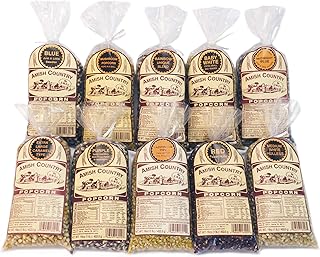 Amish Country Popcorn 10 (1 Lb Bag) Variety Gift Set Bundle (Red, Blue, Medium White, Midnight Blue, Purple, Ladyfinger, Baby White, Rainbow, Medium Yellow, and Mushroom)
