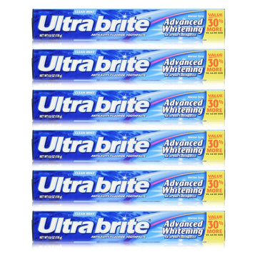 Ultra Brite Advanced Whitening Fluoride Toothpaste by Colgate – 6 Count (Pack of 1), Plastic, W, Model PPAX1138615