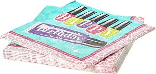 Creative Converting 317274 16-Count Paper Lunch Napkins, Happy Birthday, Sparkle Spa Party, 6.5 x 6.5-inch, Multicolored