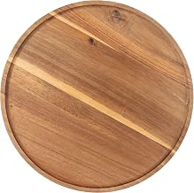 TableCraft 11828 Acacia Wood Lazy Susan Turntable, 13 x 13 x 1.625 Inch Rotating Serving Tray with Raised Lip, Hand Wash Only, for Kitchen Countertops, Dining Tables & Home Decor
