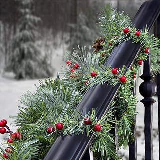 Haute Decor GarlandTies, 20 Pack 14 inches (Noble Pine with Berries) - Garland Twist Ties with Red Berries for Hanging Garland, Lights, Decorations