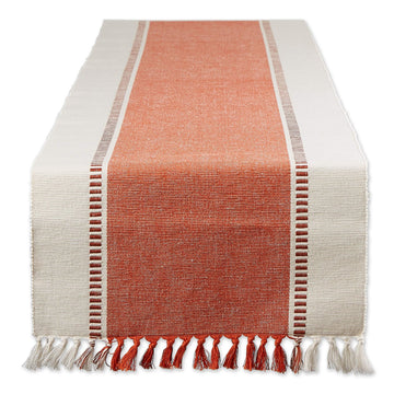 DII Dobby Stripe Table Runner, 13 x 72 Inch, Burnt Orange
