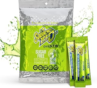 Sqwincher Qwik Stik, Sugar Free, Lemon-Lime Flavor, .11oz Packet, 50 Pack | Zero sugar electrolyte mix; fast-dissolving single-serve sticks; just add to 20oz water bottle for quick on-the-go hydration