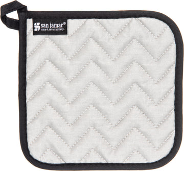 Carlisle FoodService Products Silicone Pot Holder by San Jamar – 7" x 7", Cotton/Silicone, Silver, Model 802SPH