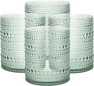 Fortessa Orbetto Outdoor Hobnail Plastic Drinkware, 10.5 Ounce Double Old Fashioned Outdoor Glass (Set of 4), Break-Resistant Acrylic Drinkware Collection, Sage Green