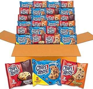 Chips Ahoy! Cookies Variety Pack, 3 Flavors, 50 Snack Packs | Original Chocolate Chip, Chewy Reese's Peanut Butter Cups, Chewy Hershey's Fudge Filled, Individually Wrapped, 2 Cookies/Pack