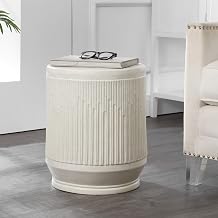 JONATHAN Y Kline Ribbed 17.5" Resin Accent Drum Stool, Cream Terrazzo