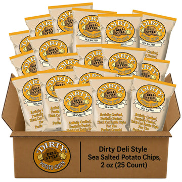 Dirty Kettle Sea Salted Potato Chips by Dirty Potato Chips – 2 Ounce (Pack of 25), Yellow, Pack of 25, Model 083791520018