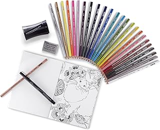 Prismacolor 1978739 Premier Pencils Adult Coloring Kit with Blender, Art Marker, Eraser, Sharpener & Booklet, 29 Piece