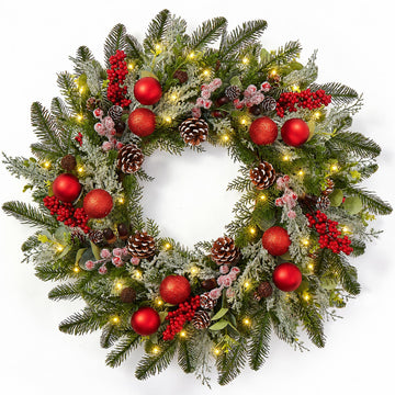 Worthyeah Pine Artificial Christmas Wreath, 24 Inch, Christmas