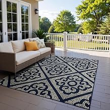 Oriental Weavers Marina Indoor/Outdoor Rug - 3804B - 2'5" x 4'5" - in Navy/Ivory - Moroccan Style, Water, Stain and Fade Resistant, Hose Clean, Patio, Outdoor Living Area Rug