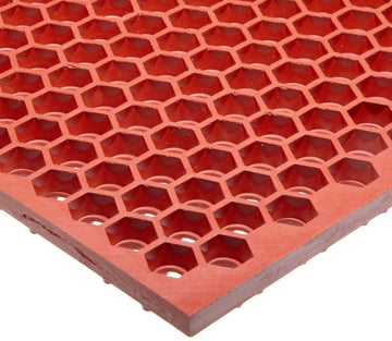 T15 Optimat® Honeycomb Design Drainage Mat by Notrax – 3' Width x 4' Length, Nitrile Rubber, Red, Model T15S0034RD