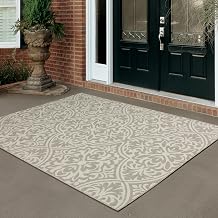 Oriental Weavers Portofino Indoor/Outdoor Rug - 1831H - 3'3" x 5' - in Grey/Ivory - Classic Casual Style, Water, Stain and Fade Resistant, Hose Clean, Patio, Outdoor Living Area Rug