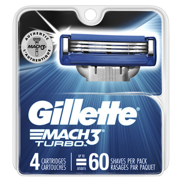 Mach3 Turbo Cartridges by Gillette – 4 Count (Pack of 1), Model 66182
