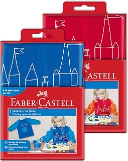 Faber-Castell Children's painting apron, one size (blue + red), blue and red.