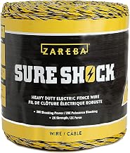 Zareba Heavy-Duty Sure Shock Aluminum Polywire - PVC-Coated Fiberglass and UV-Stabilized Electric Fence Line - 1,320 Foot Spool - Equine Fencing, Temporary Electric Fence - HDW1320YA-Z