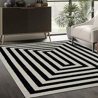 Abani Casa CAS120A Contemporary Black and Ivory Rectangular Area Rug