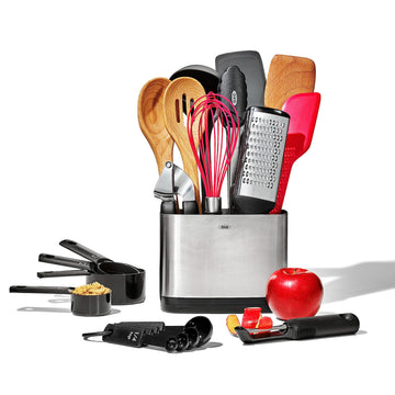 Good Grips 20 Piece Everyday Kitchen Utensil Set by OXO – 20 Piece Set, Mixed, Silver, Pack of 20, Model 11329500FG