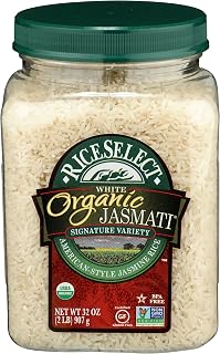 RiceSelect Organic Jasmati Rice, Gluten-Free, Non-GMO, Kosher, 32oz Jar (Pack of 1)